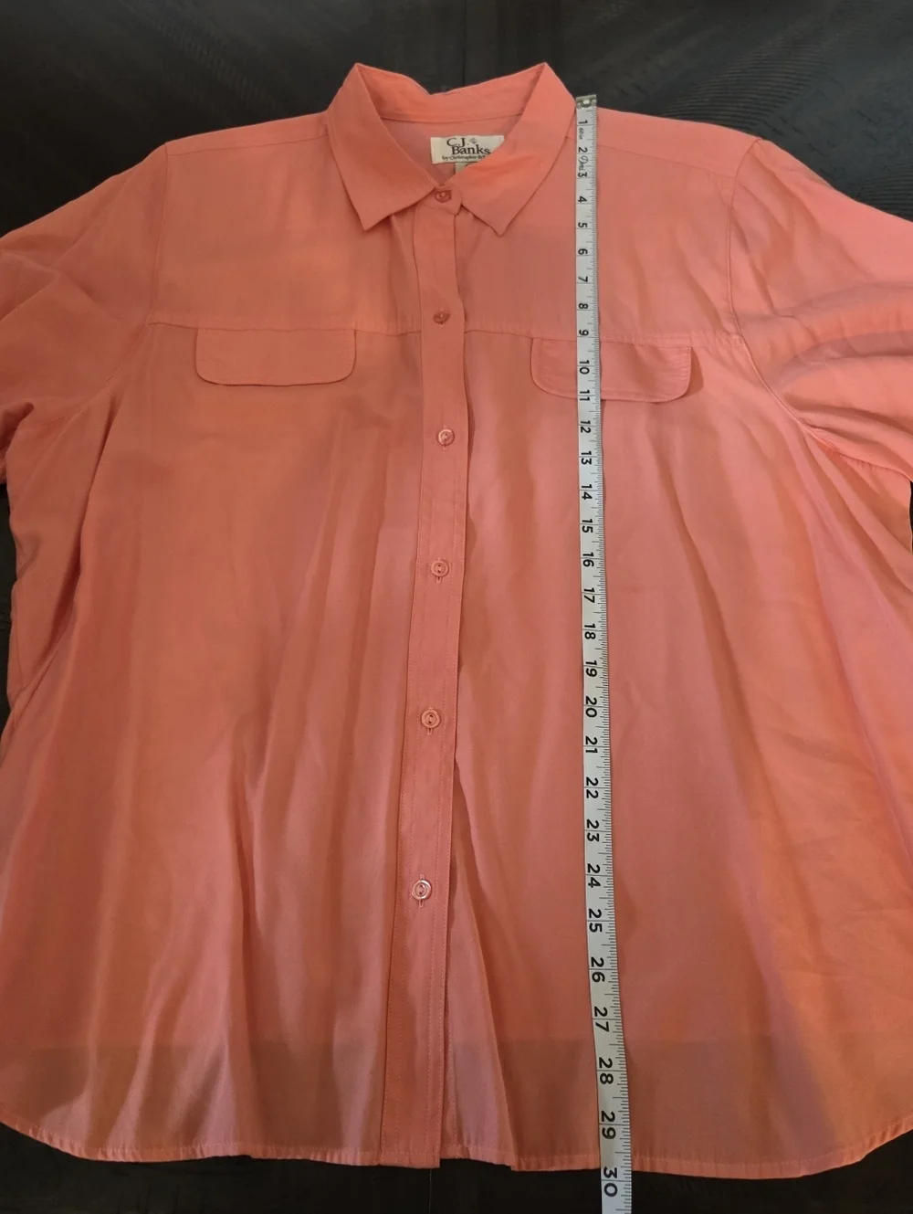 CJ Banks Coral Short Sleeve Button Down Utility Shirt Plus Size 22W